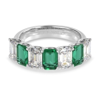 U Prong Half Eternity Emerald Cut Raha Band