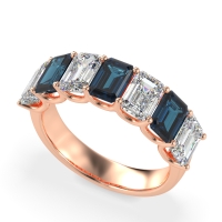 U Prong Half Eternity Emerald Cut Raha Band