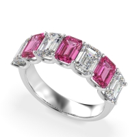 U Prong Half Eternity Emerald Cut Raha Band