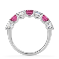 U Prong Half Eternity Emerald Cut Raha Band