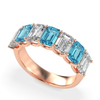 U Prong Half Eternity Emerald Cut Raha Band
