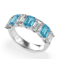 U Prong Half Eternity Emerald Cut Raha Band