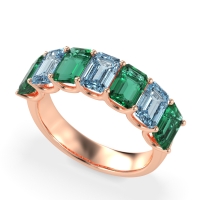 U Prong Half Eternity Emerald Cut Raha Band