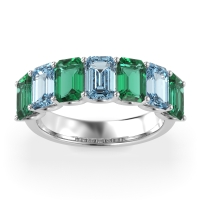 U Prong Half Eternity Emerald Cut Raha Band