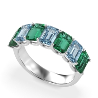 U Prong Half Eternity Emerald Cut Raha Band