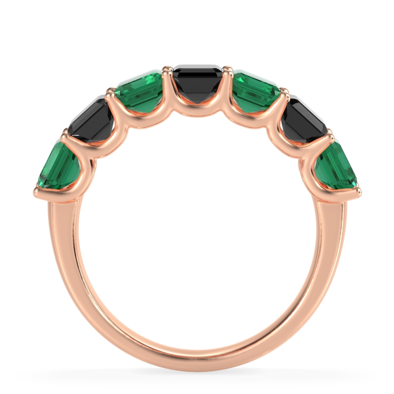 U Prong Half Eternity Emerald Cut Raha Band