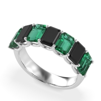 U Prong Half Eternity Emerald Cut Raha Band