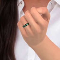 U Prong Half Eternity Emerald Cut Raha Band