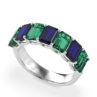 U Prong Half Eternity Emerald Cut Raha Band