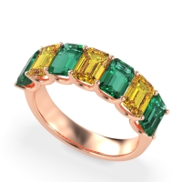 U Prong Half Eternity Emerald Cut Raha Band