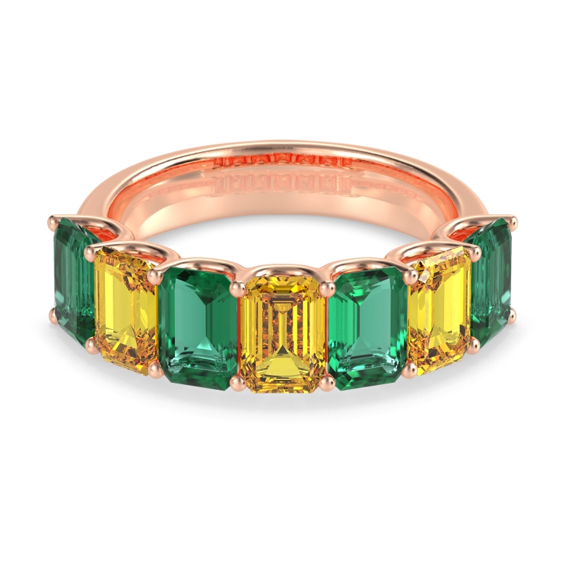U Prong Half Eternity Emerald Cut Raha Band