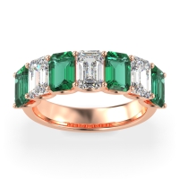 U Prong Half Eternity Emerald Cut Raha Band