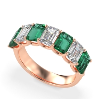 U Prong Half Eternity Emerald Cut Raha Band
