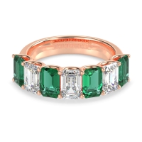 U Prong Half Eternity Emerald Cut Raha Band