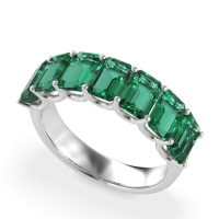 U Prong Half Eternity Emerald Cut Raha Band