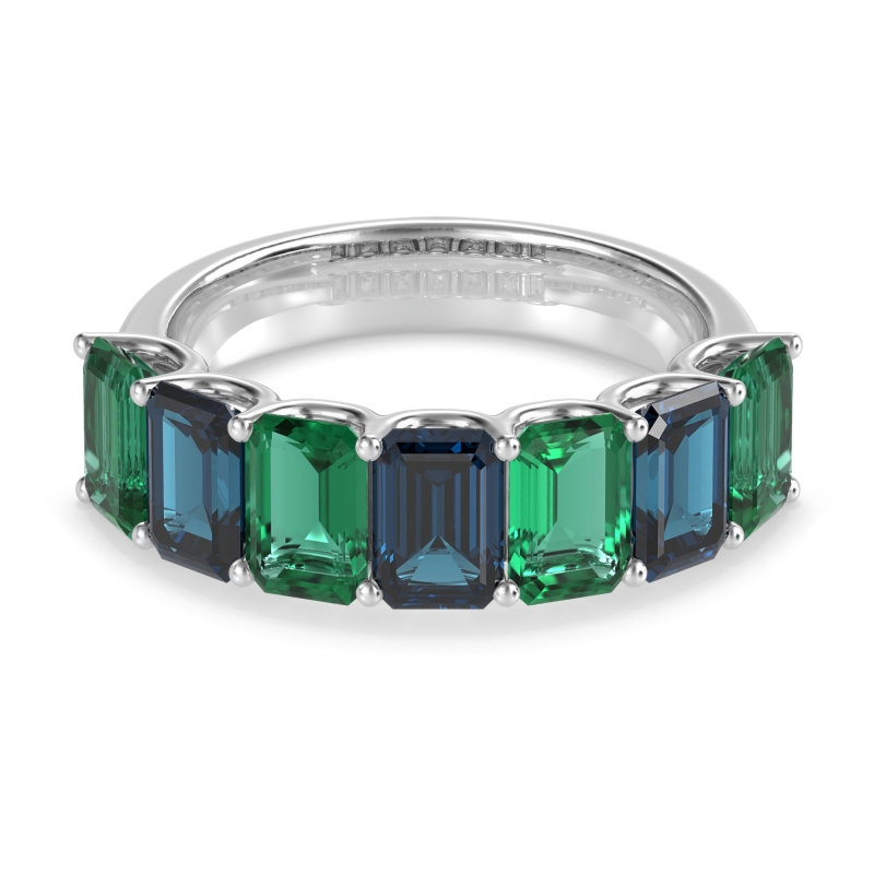 U Prong Half Eternity Emerald Cut Raha Band