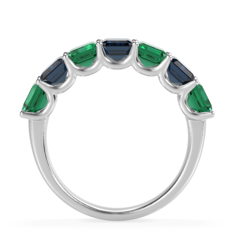 U Prong Half Eternity Emerald Cut Raha Band