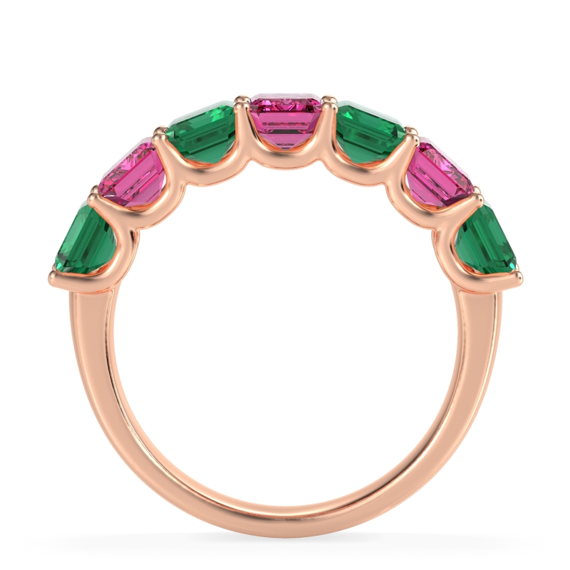 U Prong Half Eternity Emerald Cut Raha Band