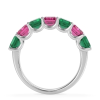 U Prong Half Eternity Emerald Cut Raha Band