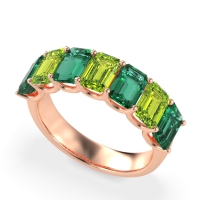 U Prong Half Eternity Emerald Cut Raha Band