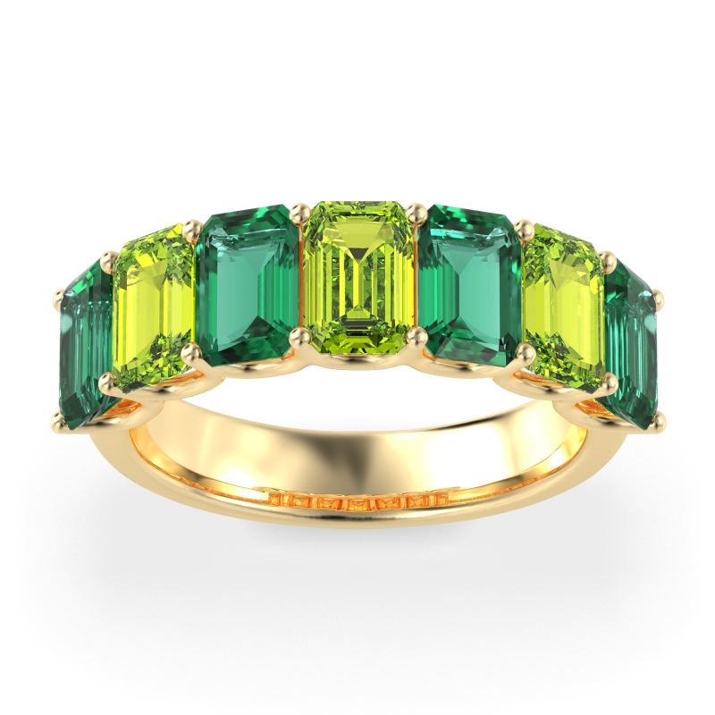 U Prong Half Eternity Emerald Cut Raha Band