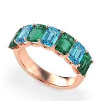 U Prong Half Eternity Emerald Cut Raha Band