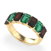 U Prong Half Eternity Emerald Cut Raha Band