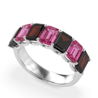 U Prong Half Eternity Emerald Cut Raha Band