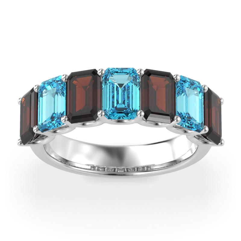 U Prong Half Eternity Emerald Cut Raha Band