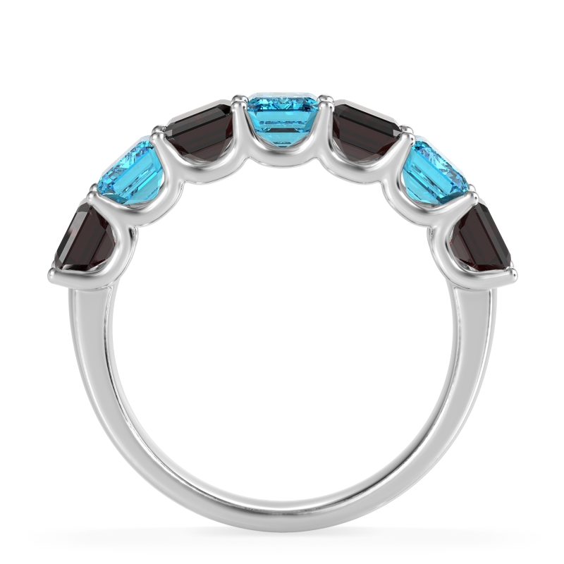 U Prong Half Eternity Emerald Cut Raha Band