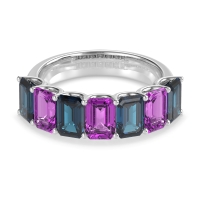 U Prong Half Eternity Emerald Cut Raha Band