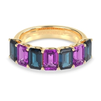 U Prong Half Eternity Emerald Cut Raha Band