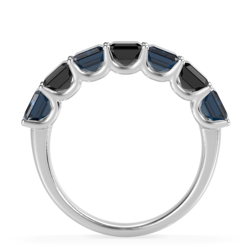 U Prong Half Eternity Emerald Cut Raha Band