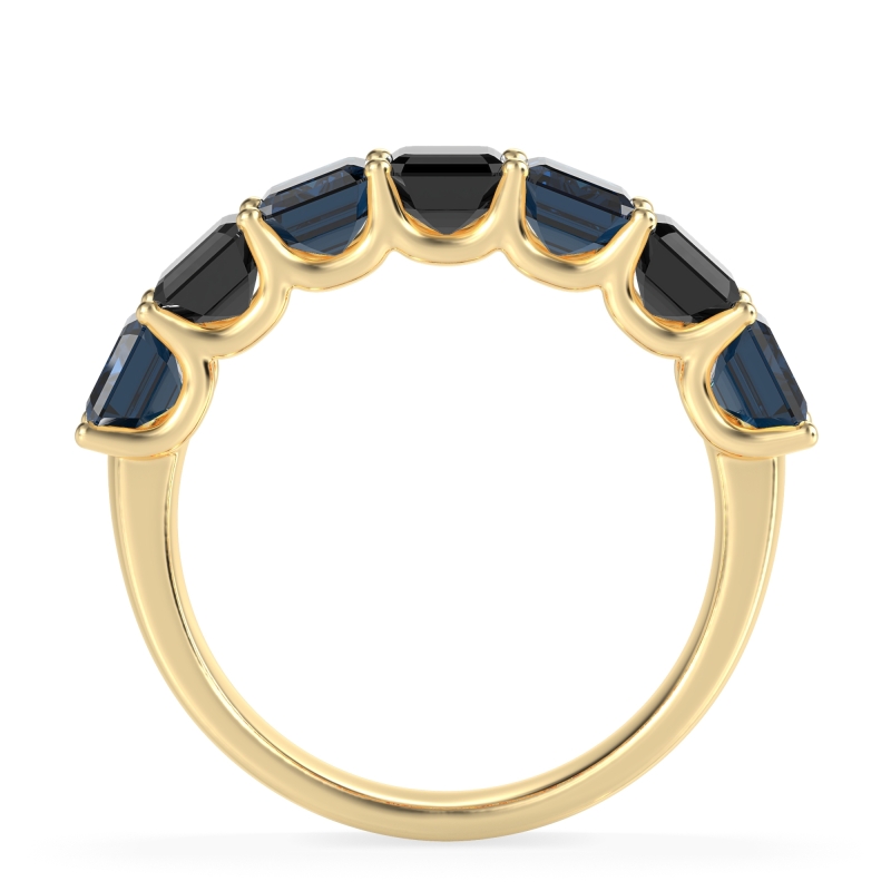 U Prong Half Eternity Emerald Cut Raha Band