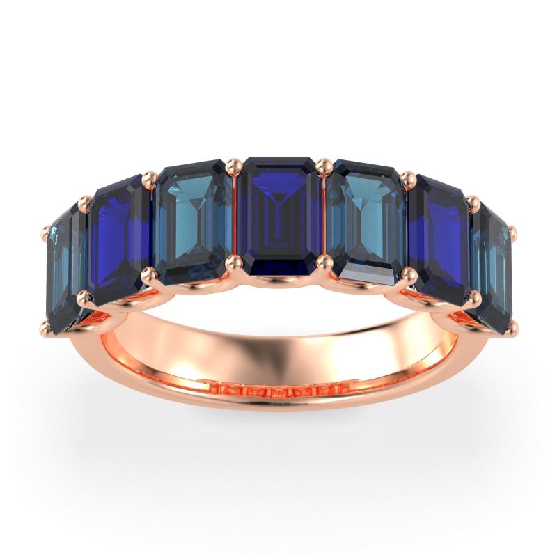 U Prong Half Eternity Emerald Cut Raha Band