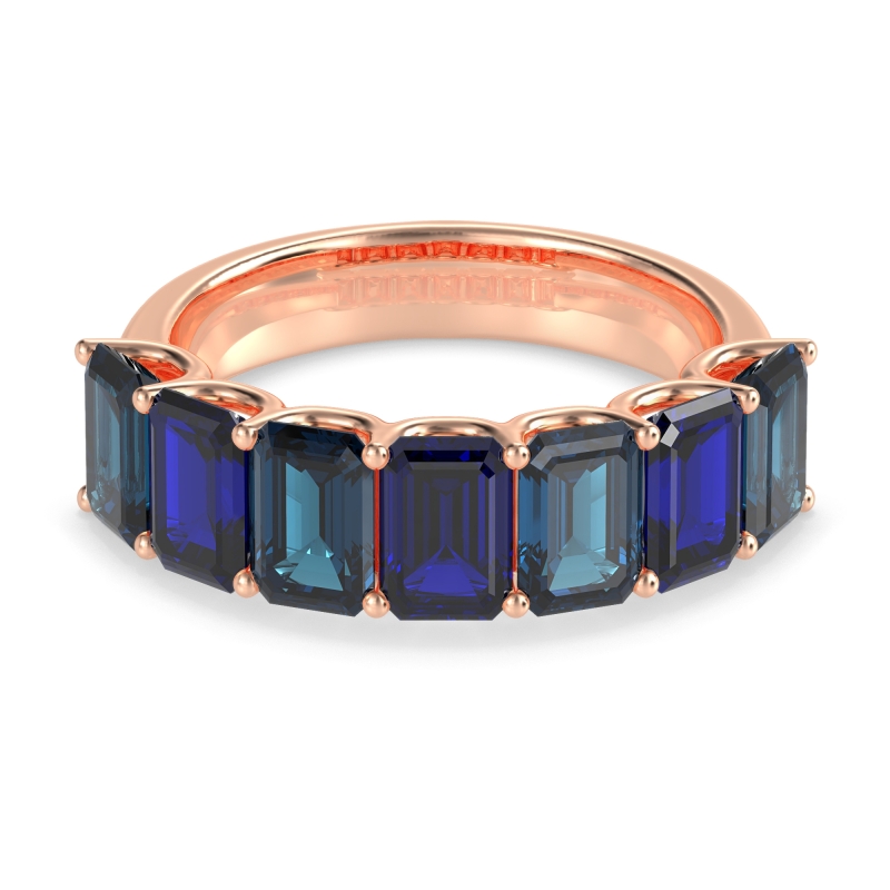 U Prong Half Eternity Emerald Cut Raha Band