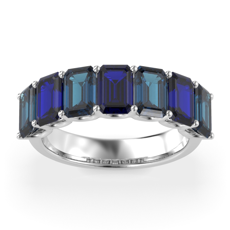 U Prong Half Eternity Emerald Cut Raha Band