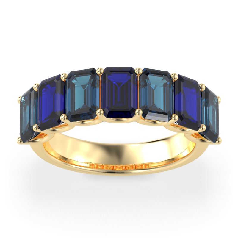 U Prong Half Eternity Emerald Cut Raha Band