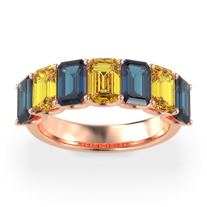 U Prong Half Eternity Emerald Cut Raha Band