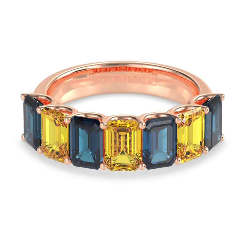 U Prong Half Eternity Emerald Cut Raha Band