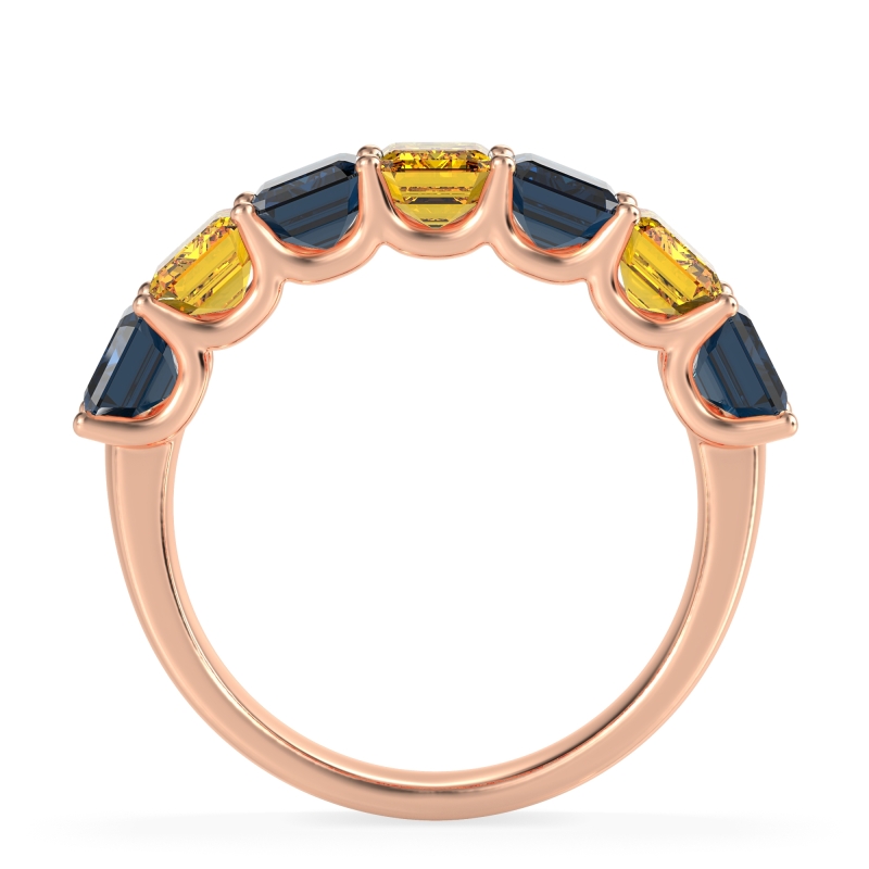 U Prong Half Eternity Emerald Cut Raha Band