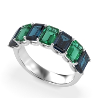 U Prong Half Eternity Emerald Cut Raha Band