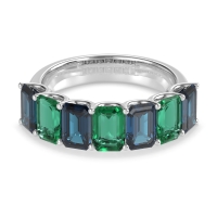 U Prong Half Eternity Emerald Cut Raha Band