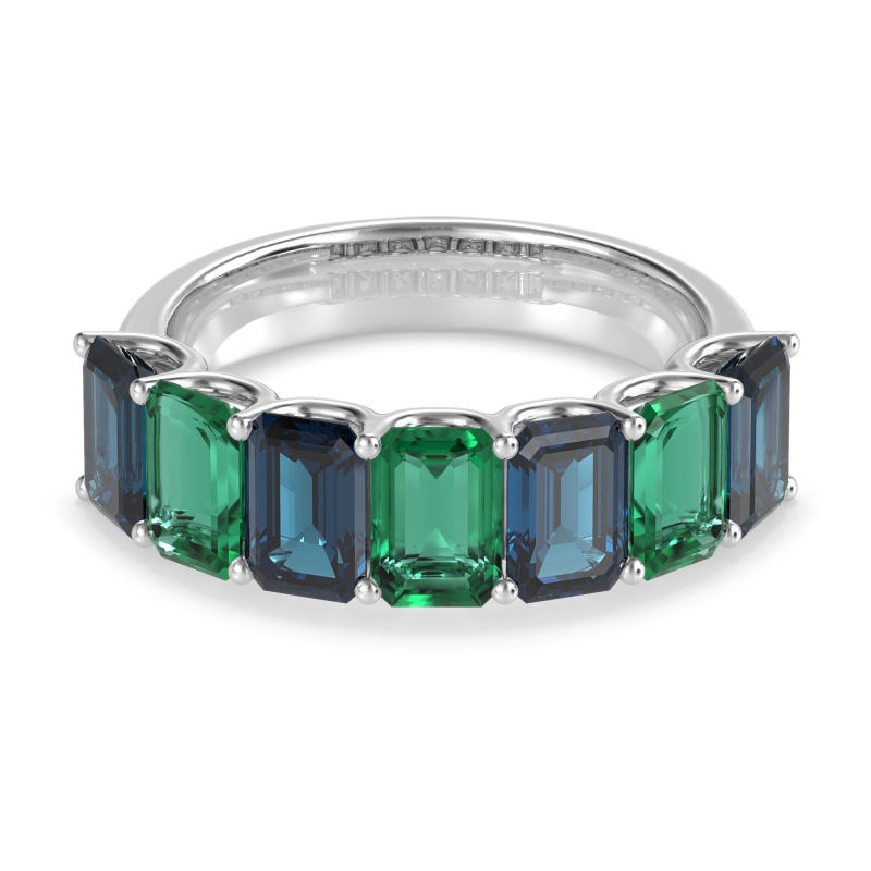 U Prong Half Eternity Emerald Cut Raha Band