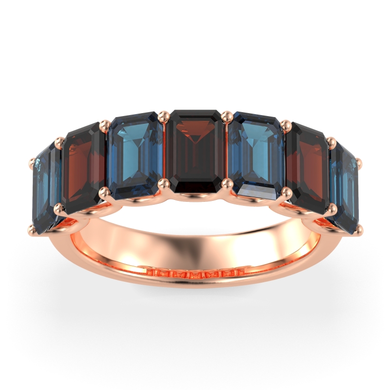 U Prong Half Eternity Emerald Cut Raha Band