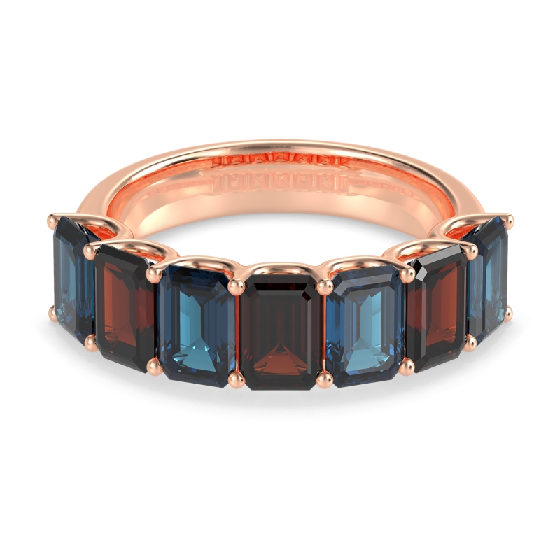 U Prong Half Eternity Emerald Cut Raha Band