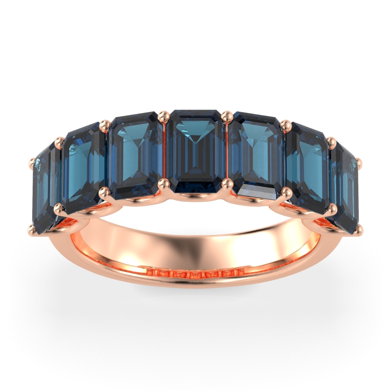 U Prong Half Eternity Emerald Cut Raha Band