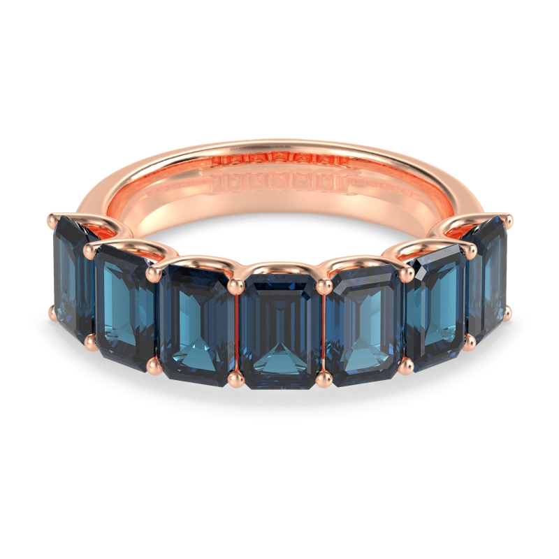 U Prong Half Eternity Emerald Cut Raha Band