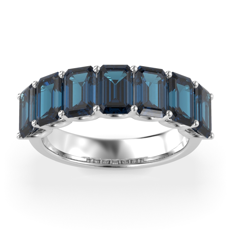 U Prong Half Eternity Emerald Cut Raha Band