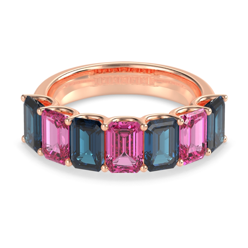 U Prong Half Eternity Emerald Cut Raha Band